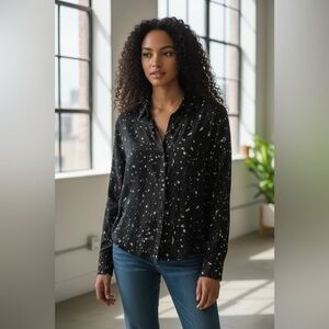 The Kooples Black and White Speckled Button Down Shirt Size Medium